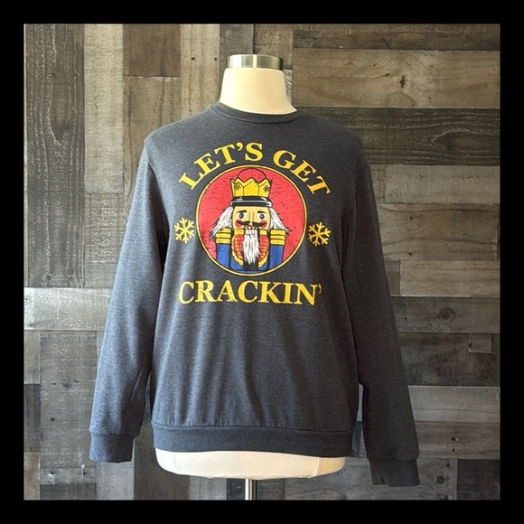 Let’s Get Crackin’ nutcracker sweatshirt large Christmas holiday party winter - Picture 1 of 10